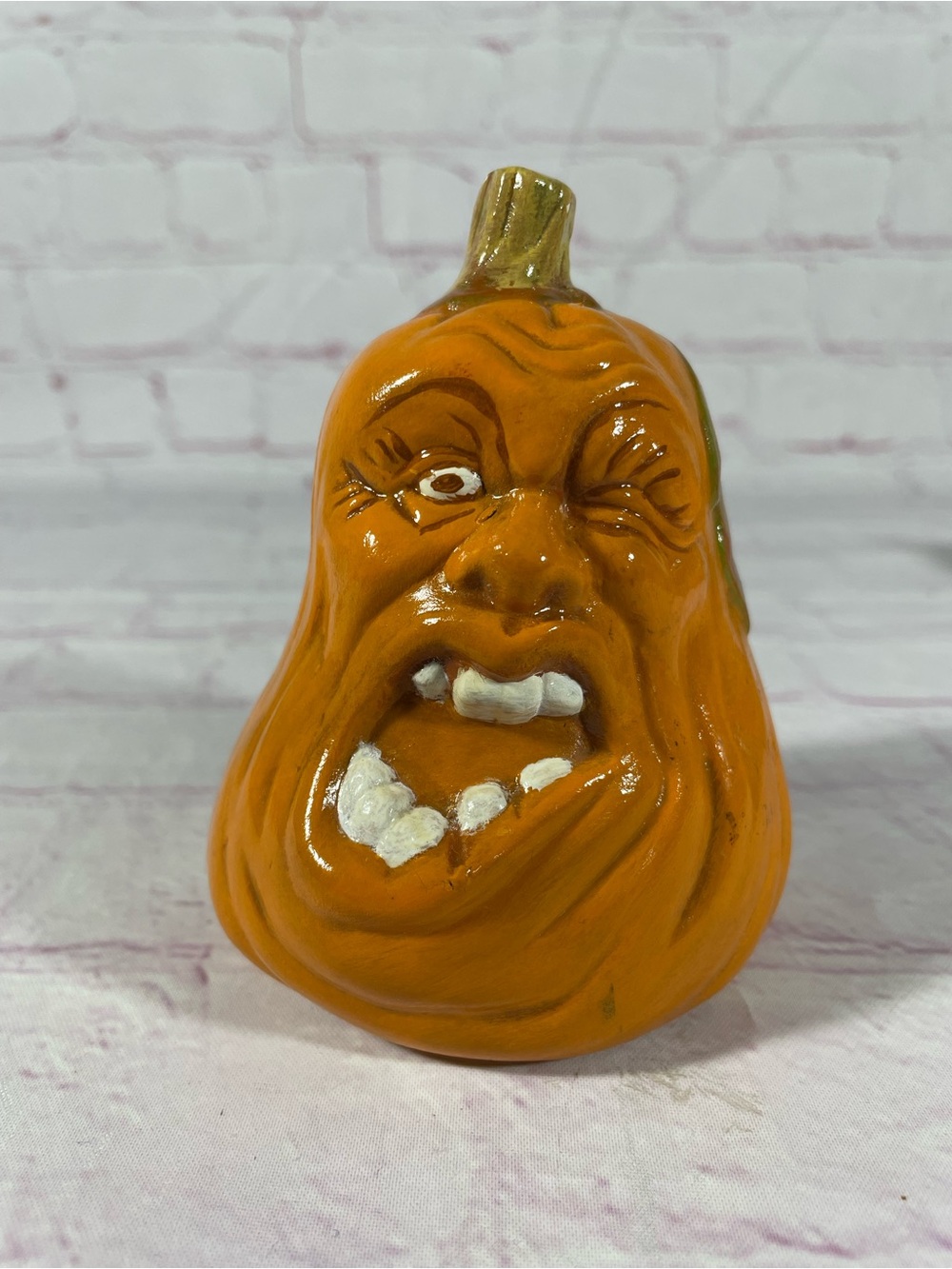Hand Painted Ceramic Pumpkin Halloween Harvest Silly Face Decorations Set of 5 - Picture 2 of 13